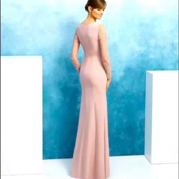 $865 Aire Barcelona Evening Maxi Dress/Gown Lace Nude Size US8
